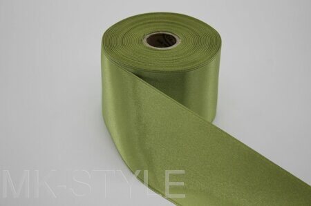 Атласная лента двухсторонняя 65 мм. (6,5 см.) - зелёная